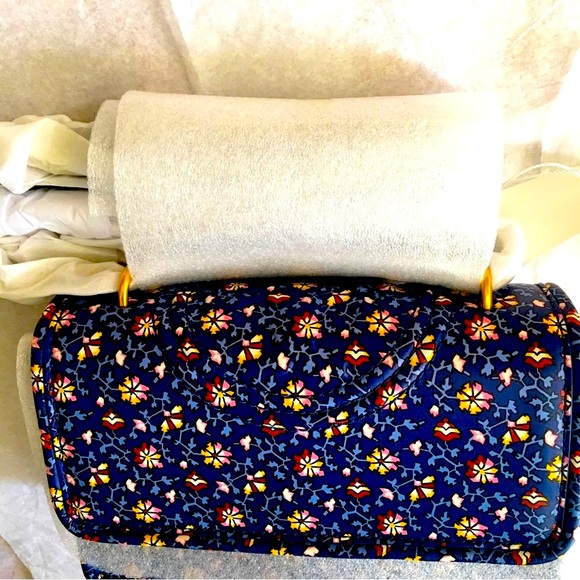 🆕 Tory Burch Fleming Printed Convertible Shoulder Bag in blue wild pansy - Picture 8 of 9